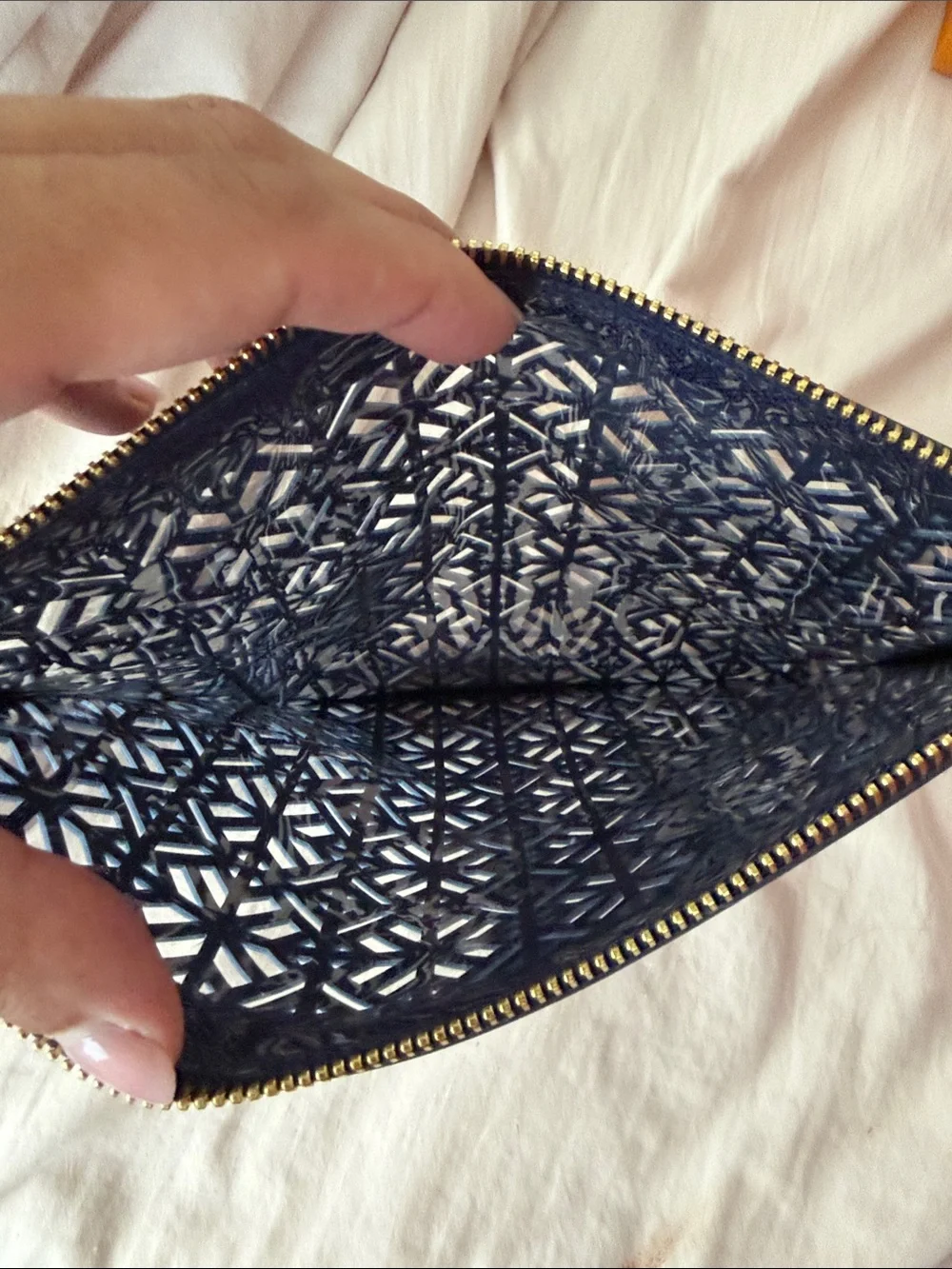 Tory Burch Navy Laser-Cut Wristlet Clutch - Women Bags